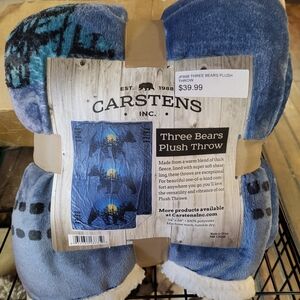 Carstens Blue Three Bears Plush Throw
